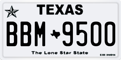 TX license plate BBM9500