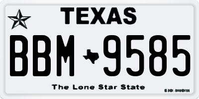 TX license plate BBM9585