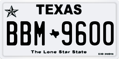 TX license plate BBM9600