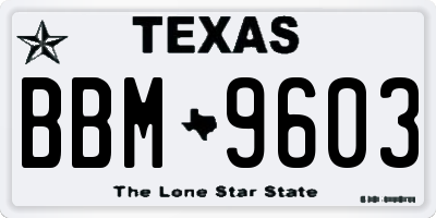 TX license plate BBM9603