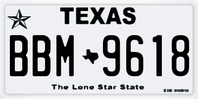 TX license plate BBM9618