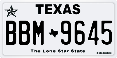 TX license plate BBM9645