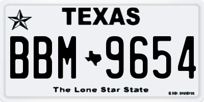 TX license plate BBM9654