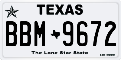 TX license plate BBM9672