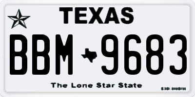 TX license plate BBM9683