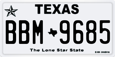 TX license plate BBM9685