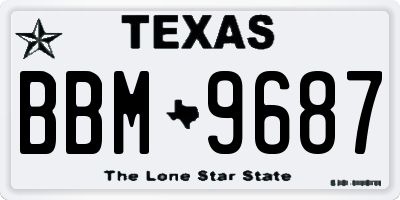 TX license plate BBM9687