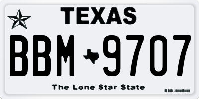 TX license plate BBM9707