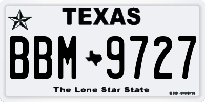 TX license plate BBM9727