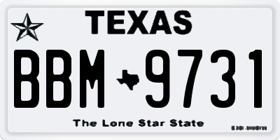 TX license plate BBM9731