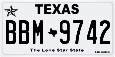 TX license plate BBM9742