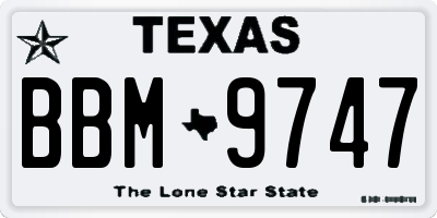 TX license plate BBM9747