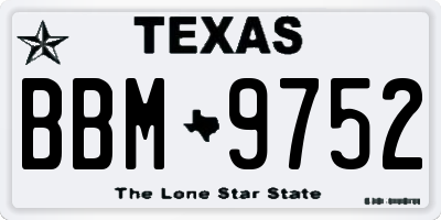 TX license plate BBM9752