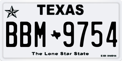 TX license plate BBM9754