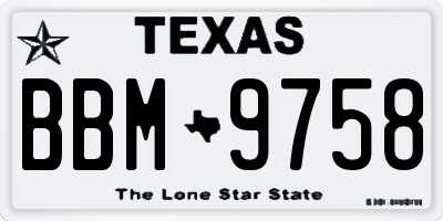 TX license plate BBM9758