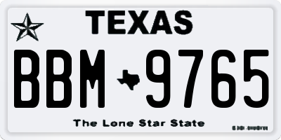 TX license plate BBM9765