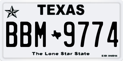 TX license plate BBM9774