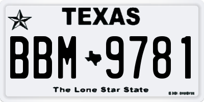 TX license plate BBM9781