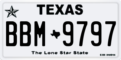 TX license plate BBM9797