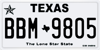 TX license plate BBM9805
