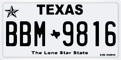 TX license plate BBM9816