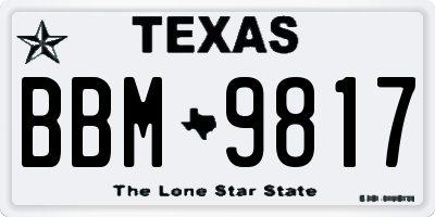 TX license plate BBM9817