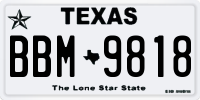 TX license plate BBM9818