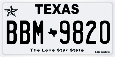 TX license plate BBM9820