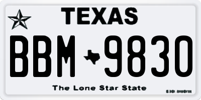 TX license plate BBM9830
