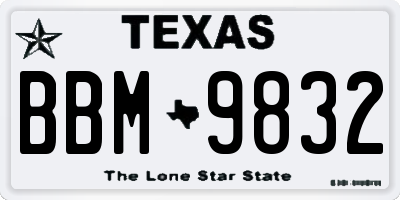 TX license plate BBM9832
