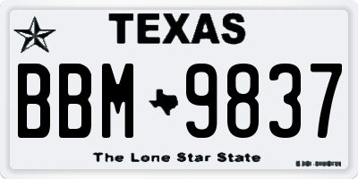 TX license plate BBM9837
