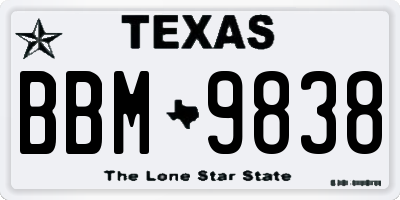 TX license plate BBM9838