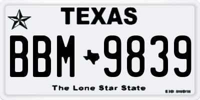 TX license plate BBM9839