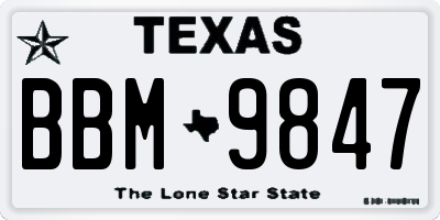 TX license plate BBM9847