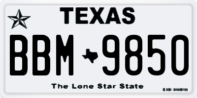TX license plate BBM9850