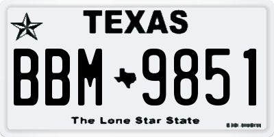 TX license plate BBM9851