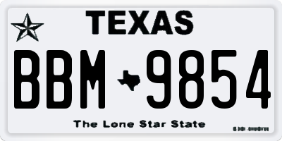 TX license plate BBM9854