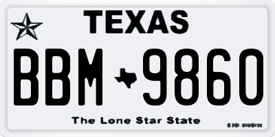 TX license plate BBM9860