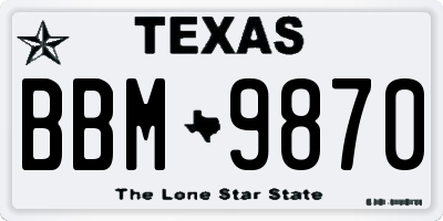 TX license plate BBM9870