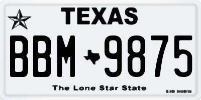 TX license plate BBM9875