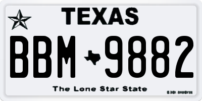 TX license plate BBM9882