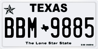 TX license plate BBM9885