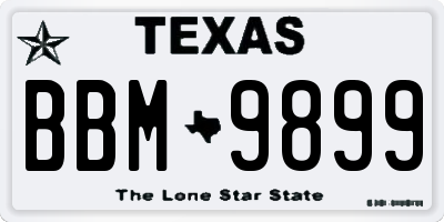 TX license plate BBM9899
