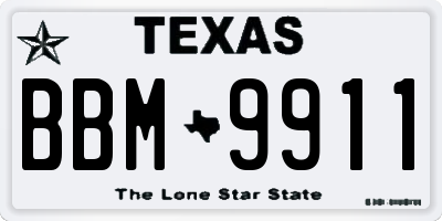TX license plate BBM9911