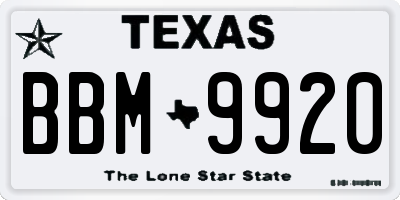 TX license plate BBM9920