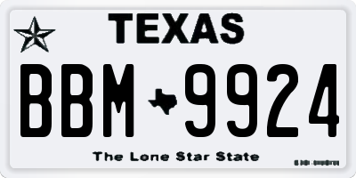 TX license plate BBM9924