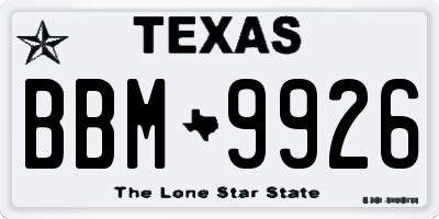 TX license plate BBM9926