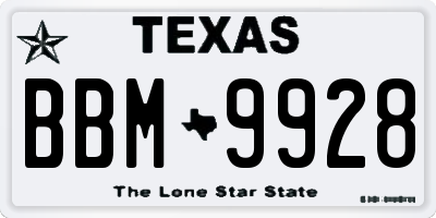 TX license plate BBM9928