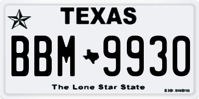 TX license plate BBM9930