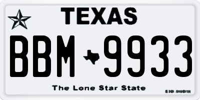 TX license plate BBM9933